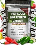 Photo 10 Hot Peppers Seeds Variety Pack - USA Grown - 100% Non-GMO Heirloom Seeds for Planting Home Garden Indoor and Outdoor - Cayenne, Jalapeno, Serrano & More, best price $12.30 ($1.23 / Count), bestseller 2024