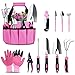 Tesmotor Pink Garden Tool Set, Gardening Gifts for Women, 11 Piece Stainless Steel Heavy Duty Gardening Tools with Non-Slip Rubber Grip new 2024