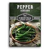 Photo Survival Garden Seeds - Serrano Pepper Seed for Planting - Packet with Instructions to Plant and Grow Spicy Mexican Peppers in Your Home Vegetable Garden - Non-GMO Heirloom Variety, best price $4.99, bestseller 2024