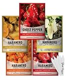 Photo Hot Pepper Seeds For Planting Ghost Habanero - 5 Varieties Pack Ghost Pepper Seeds, Red, Orange, Yellow, White Habanero Seeds For Planting In Garden Non Gmo, Heirloom Peppers Seeds By Gardeners Basics, best price $10.95, bestseller 2024