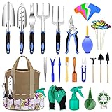 Photo 82 Pcs Garden Tools Set, Extra Succulent Tools Set, Heavy Duty Gardening Tools Aluminum with Soft Rubberized Non-Slip Handle Tools, Durable Storage Tote Bag, Gifts for Men (Blue), best price $28.99, bestseller 2024