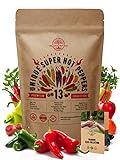 Photo 13 Rare Hot Chili Pepper Seeds Variety Pack for Planting Indoor & Outdoors. 650+ Non-GMO Bulk Pepper Garden Seeds Kit: Jalapeno, Cayenne, Serrano, Habanero, Pasilla Bajio, Santa Fe, Fresno & More, best price $18.99 ($1.46 / Count), bestseller 2024