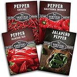Photo Survival Garden Seeds Pepper Collection Seed Vault - Non-GMO Heirloom Vegetable Seeds for Planting - Sweet and Hot Pepper - Jalapeño, Cayenne, California Wonder, Marconi Red Peppers, best price $9.99, bestseller 2024