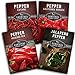 Survival Garden Seeds Pepper Collection Seed Vault - Non-GMO Heirloom Vegetable Seeds for Planting - Sweet and Hot Pepper - Jalapeño, Cayenne, California Wonder, Marconi Red Peppers new 2024