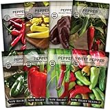 Photo Sow Right Seeds - Hot and Sweet Pepper Seed Collection for Planting - Banana, Chocolate, Cayenne, California Wonder, Jalapeno, Poblano, Cubanelle and Serrano Peppers - Non-GMO Heirloom Seeds to Plant, best price $14.99 ($1.87 / Count), bestseller 2024