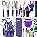 EAONE Garden Tools Set 105Pcs, Gardening Kit Includes Garden Kneeling Pad Heavy Duty Aluminum Gardening Hand Tool Succulent Tools with Garden Storage Bag Gardening Gift for Women and Men(Purple) new 2022