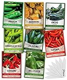Photo Pepper Seeds for Planting 8 Varieties Pack, Jalapeno, Habanero, Bell Pepper, Cayenne, Hungarian Hot Wax, Anaheim, Serrano, Ancho Seeds for Planting in Garden Non GMO, Heirloom Seeds Gardeners Basics, best price $15.95 ($1.99 / Count), bestseller 2024