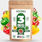 Photo SEEDRA 3 Bell Peppers - 150 Seeds of California Wonder, Golden Cal Wonder, Big Red Bell Pepper for Planting - Variety Pack of Red, Yellow and Green Peppers and Free 350+ Lettuce Buttercrunch Seeds, best price $10.88, bestseller 2024