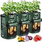 Photo JJGoo Potato Grow Bags, 3 Pack 10 Gallon with Flap and Handles Planter Pots for Onion, Fruits, Tomato, Carrot, best price $14.99, bestseller 2024