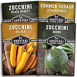 Photo Survival Garden Seeds Zucchini & Squash Collection Seed Vault - Non-GMO Heirloom Seeds for Planting Vegetables - Assortment of Golden, Round, Black Beauty Zucchinis and Straight Neck Summer Squash, best price $9.99, bestseller 2024