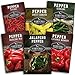 Survival Garden Seeds Six Peppers Collection - Cayenne, Jalapeño, Serrano, California Wonder, Marconi Red, & Sweet Banana Peppers - Sweet & Hot Varieties - Non-GMO Heirloom Vegetable Seed Vault new 2024